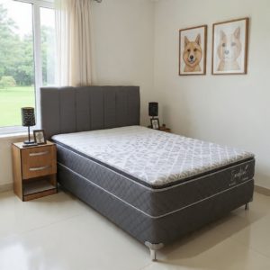 Sommier Emotion Plus + Cabecera Acolchada + 2 Mesitas Cubanas