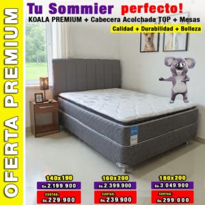 KOALA PREMIUM + CABECERA ACOLCHADA + 1 MESA CON 1 CAJON ( 3 tamaños)