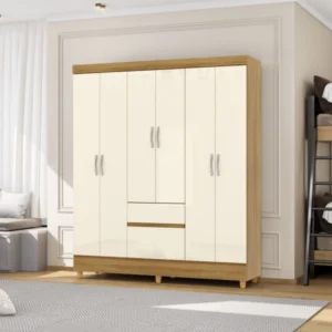 Ropero Enzo 6 Puertas 2 Cajones Nature/Champagne MovelMax