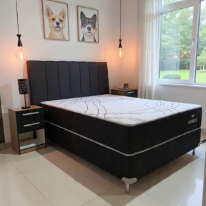 Sommier Caprice 200x200  (base dividida) + Cabecera Acolchada + mesitas