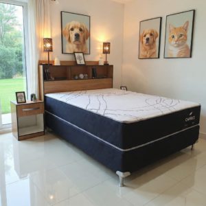 Sommier Caprice + Cabecera Multiestantes +2 Mesas de luz