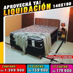 Sommier Neo Plus 140x190 + Cabecera + Regalo: Mesita